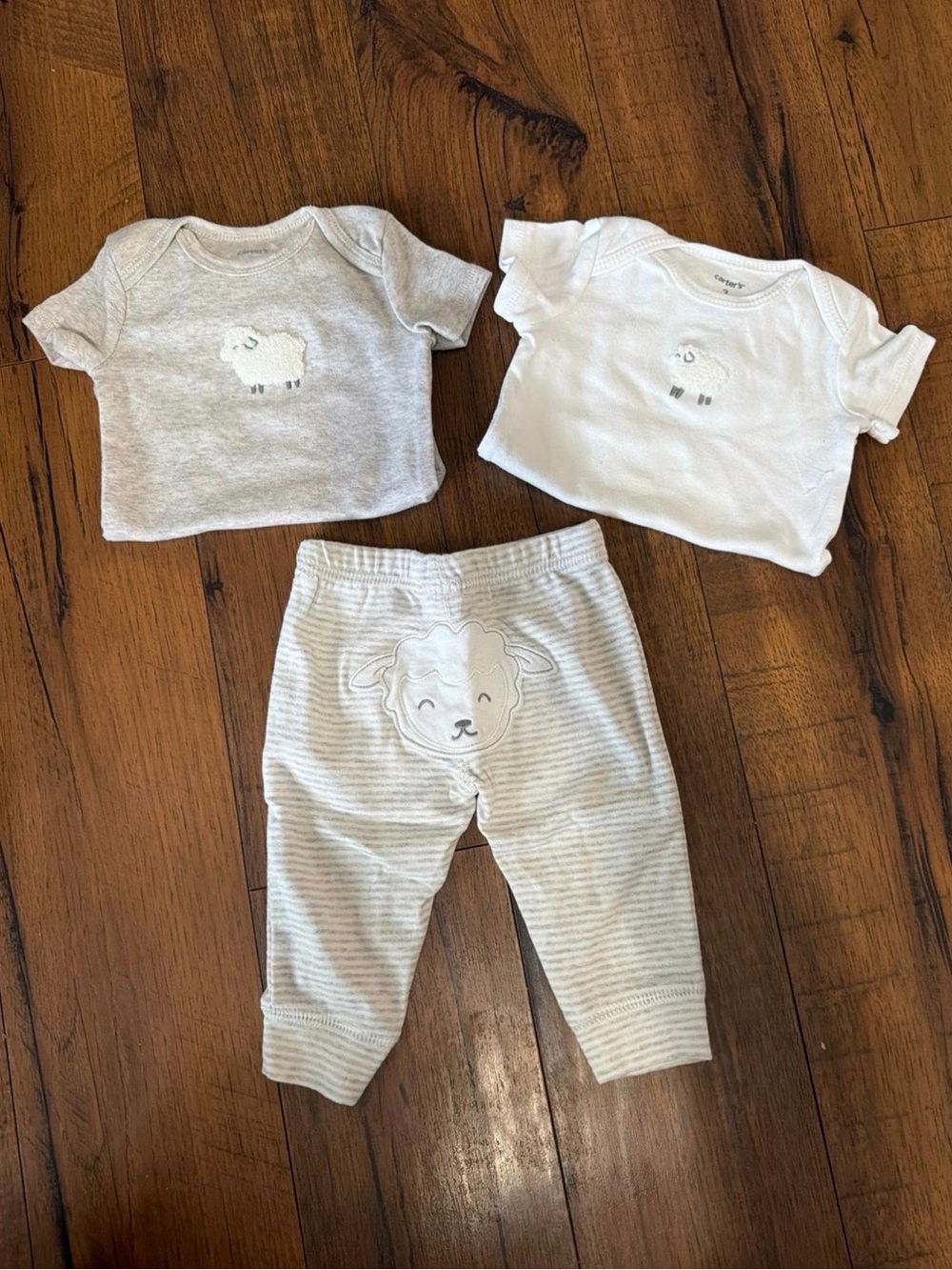 Carter's Baby Matching Set in White and Light Gray with Sheep